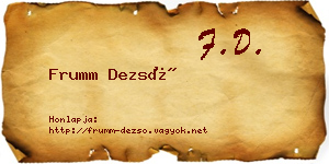 Frumm Dezső névjegykártya